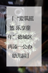 “爱筑摇篮 乐享童年”德城区再添一公办幼儿园