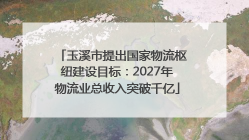 玉溪市提出国家物流枢纽建设目标：2027年物流业总收入突破千亿