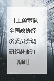 王勇带队全国政协经济委员会调研组赴浙江调研