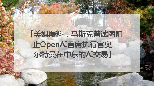 美媒爆料：马斯克曾试图阻止OpenAI首席执行官奥尔特曼在中东的AI交易