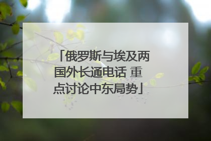 俄罗斯与埃及两国外长通电话 重点讨论中东局势
