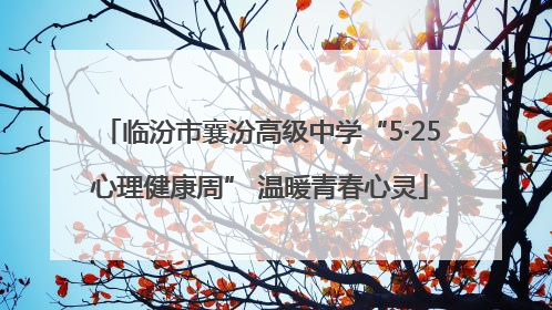 临汾市襄汾高级中学“5·25心理健康周” 温暖青春心灵