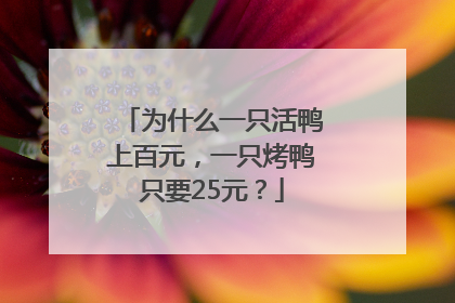 为什么一只活鸭上百元，一只烤鸭只要25元？