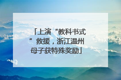 上演“教科书式”救援，浙江温州母子获特殊奖励