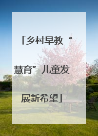 乡村早教“慧育”儿童发展新希望