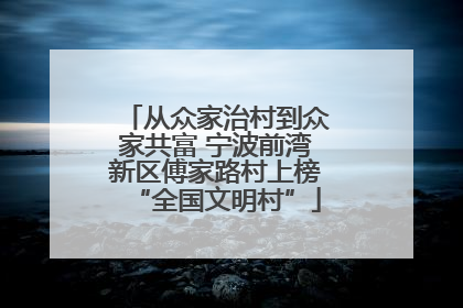 从众家治村到众家共富 宁波前湾新区傅家路村上榜“全国文明村”