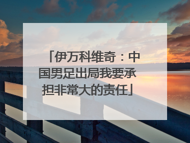 伊万科维奇：中国男足出局我要承担非常大的责任