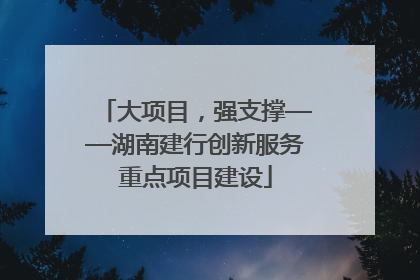 大项目，强支撑——湖南建行创新服务重点项目建设