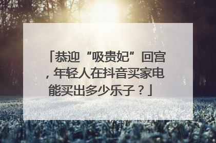 恭迎“吸贵妃”回宫，年轻人在抖音买家电能买出多少乐子？