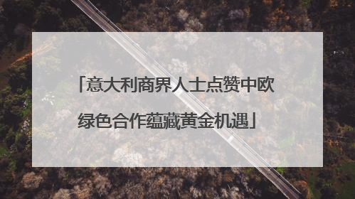 意大利商界人士点赞中欧绿色合作蕴藏黄金机遇