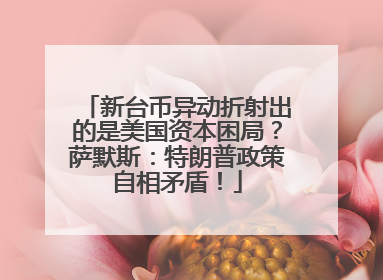 新台币异动折射出的是美国资本困局？萨默斯：特朗普政策自相矛盾！