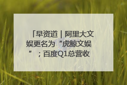 早资道｜阿里大文娱更名为“虎鲸文娱”；百度Q1总营收325亿元超预期