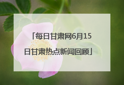每日甘肃网6月15日甘肃热点新闻回顾