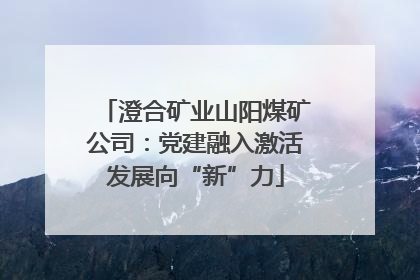 澄合矿业山阳煤矿公司：党建融入激活发展向“新”力