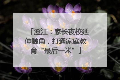 澄江：家长夜校延伸触角，打通家庭教育“最后一米”