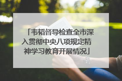 韦韬督导检查全市深入贯彻中央八项规定精神学习教育开展情况
