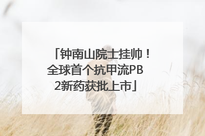 钟南山院士挂帅！全球首个抗甲流PB2新药获批上市