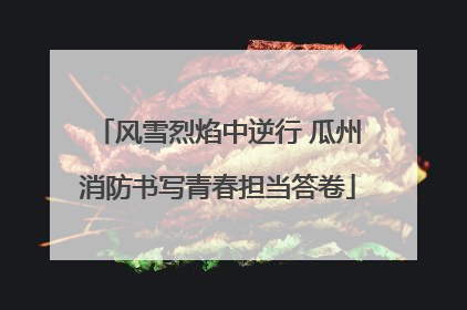 风雪烈焰中逆行 瓜州消防书写青春担当答卷