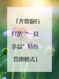 齐鲁银行打造“一县多品”特色普惠模式