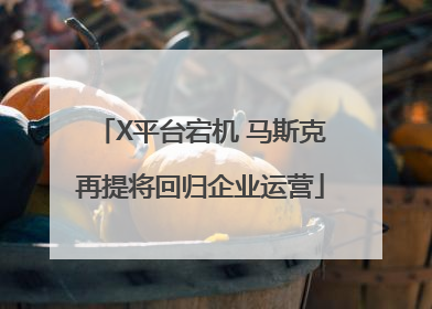 X平台宕机 马斯克再提将回归企业运营