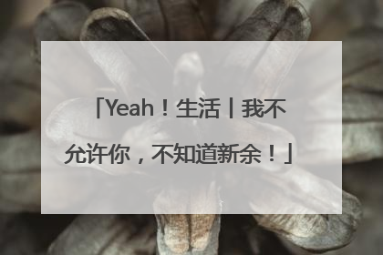 Yeah！生活丨我不允许你，不知道新余！